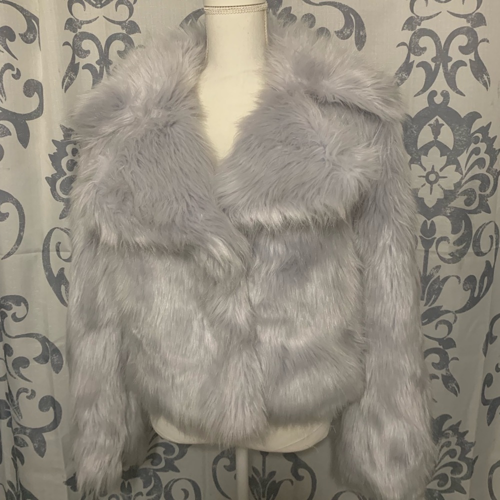 Ice Grey Faux Fur Jacket